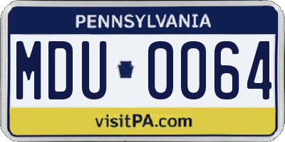 PA license plate MDU0064