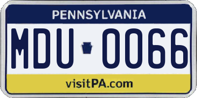 PA license plate MDU0066