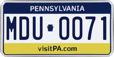 PA license plate MDU0071