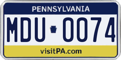 PA license plate MDU0074