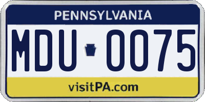 PA license plate MDU0075
