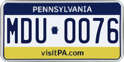 PA license plate MDU0076