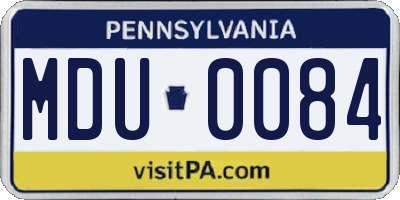PA license plate MDU0084