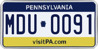 PA license plate MDU0091