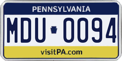 PA license plate MDU0094