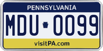 PA license plate MDU0099
