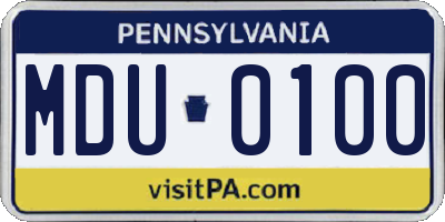 PA license plate MDU0100