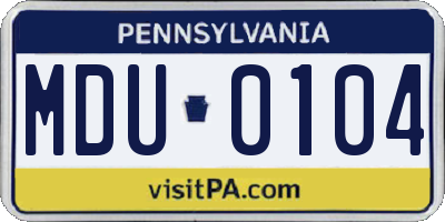 PA license plate MDU0104