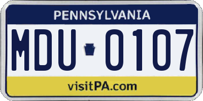 PA license plate MDU0107