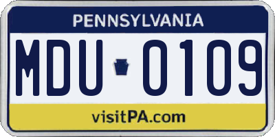 PA license plate MDU0109
