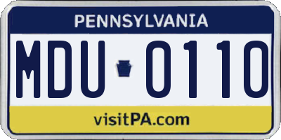 PA license plate MDU0110