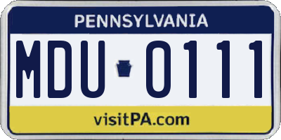 PA license plate MDU0111