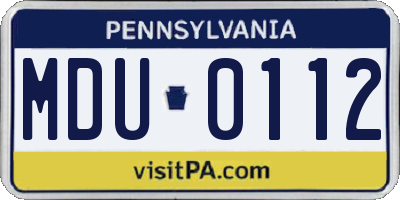 PA license plate MDU0112