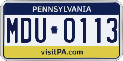 PA license plate MDU0113