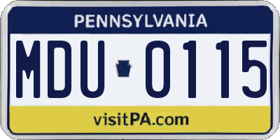 PA license plate MDU0115