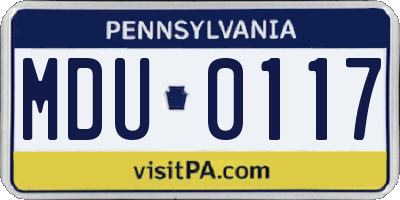 PA license plate MDU0117