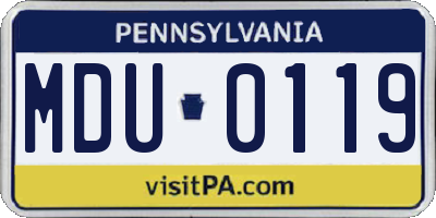 PA license plate MDU0119