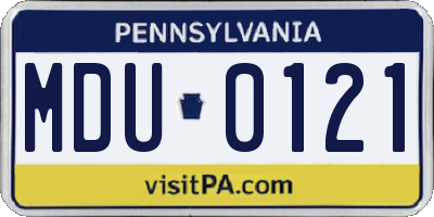 PA license plate MDU0121