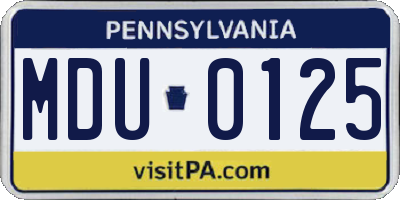 PA license plate MDU0125