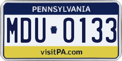 PA license plate MDU0133