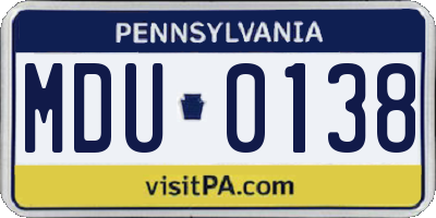PA license plate MDU0138