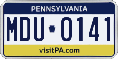 PA license plate MDU0141