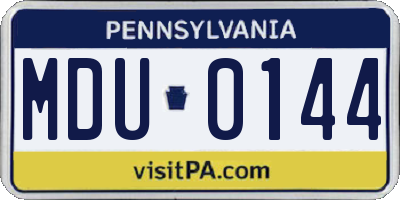 PA license plate MDU0144