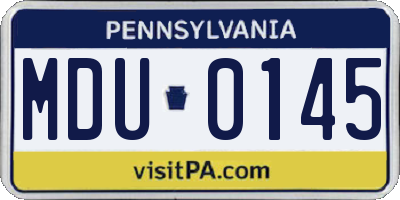 PA license plate MDU0145
