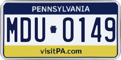 PA license plate MDU0149