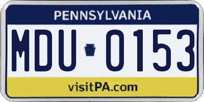 PA license plate MDU0153