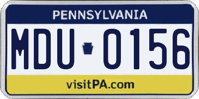 PA license plate MDU0156