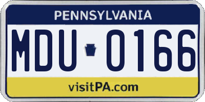 PA license plate MDU0166