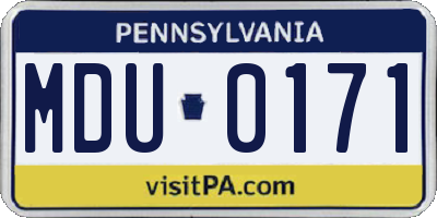 PA license plate MDU0171