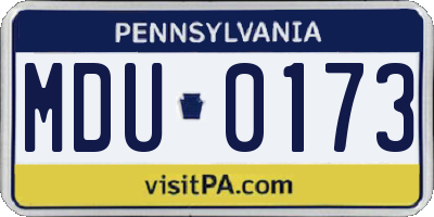 PA license plate MDU0173