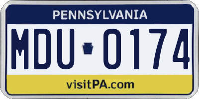 PA license plate MDU0174