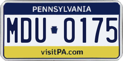 PA license plate MDU0175