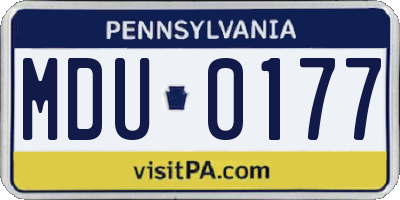 PA license plate MDU0177