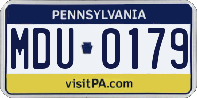 PA license plate MDU0179