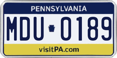 PA license plate MDU0189