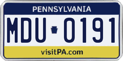 PA license plate MDU0191