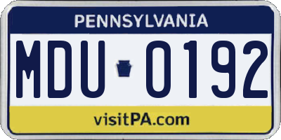 PA license plate MDU0192