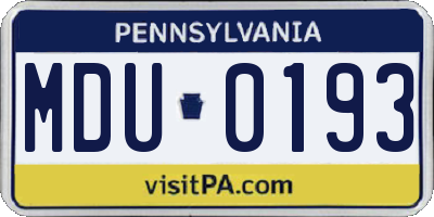 PA license plate MDU0193