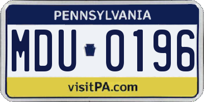 PA license plate MDU0196