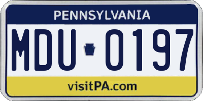 PA license plate MDU0197
