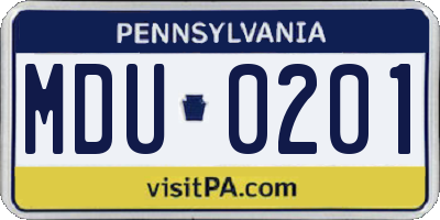 PA license plate MDU0201