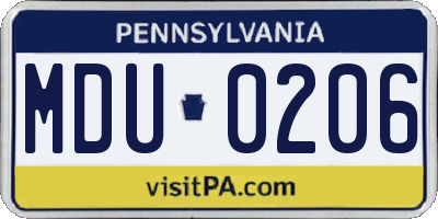 PA license plate MDU0206