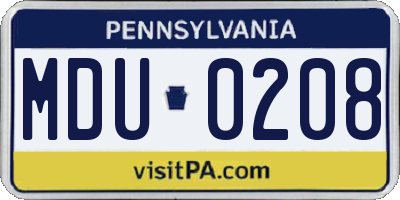 PA license plate MDU0208