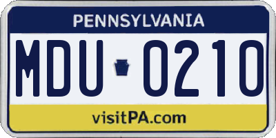 PA license plate MDU0210