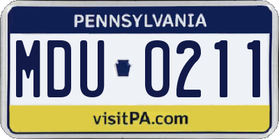 PA license plate MDU0211