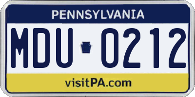 PA license plate MDU0212